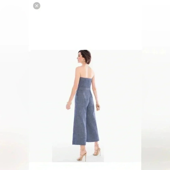 CHICO’S - NWT Black Label - Twill Chambray Strapless Jumpsuit/Romper (00) Size 2 - Picture 2 of 11